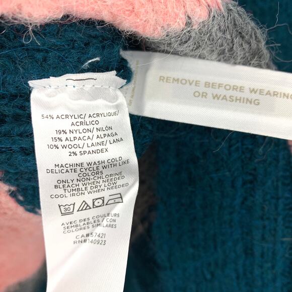 Lou & Grey For Loft Tunic Sweater Womens Size Medium Teal Pink Gray Striped NEW - Picture 7 of 7